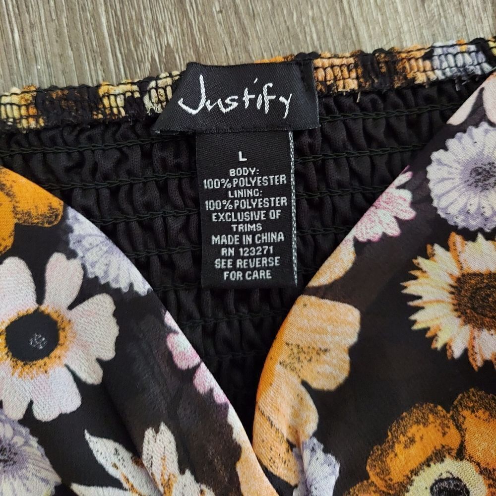 Justify Floral Print Cut Out Ruffle Hem Ruched Mini Dress Large - Picture 5 of 7